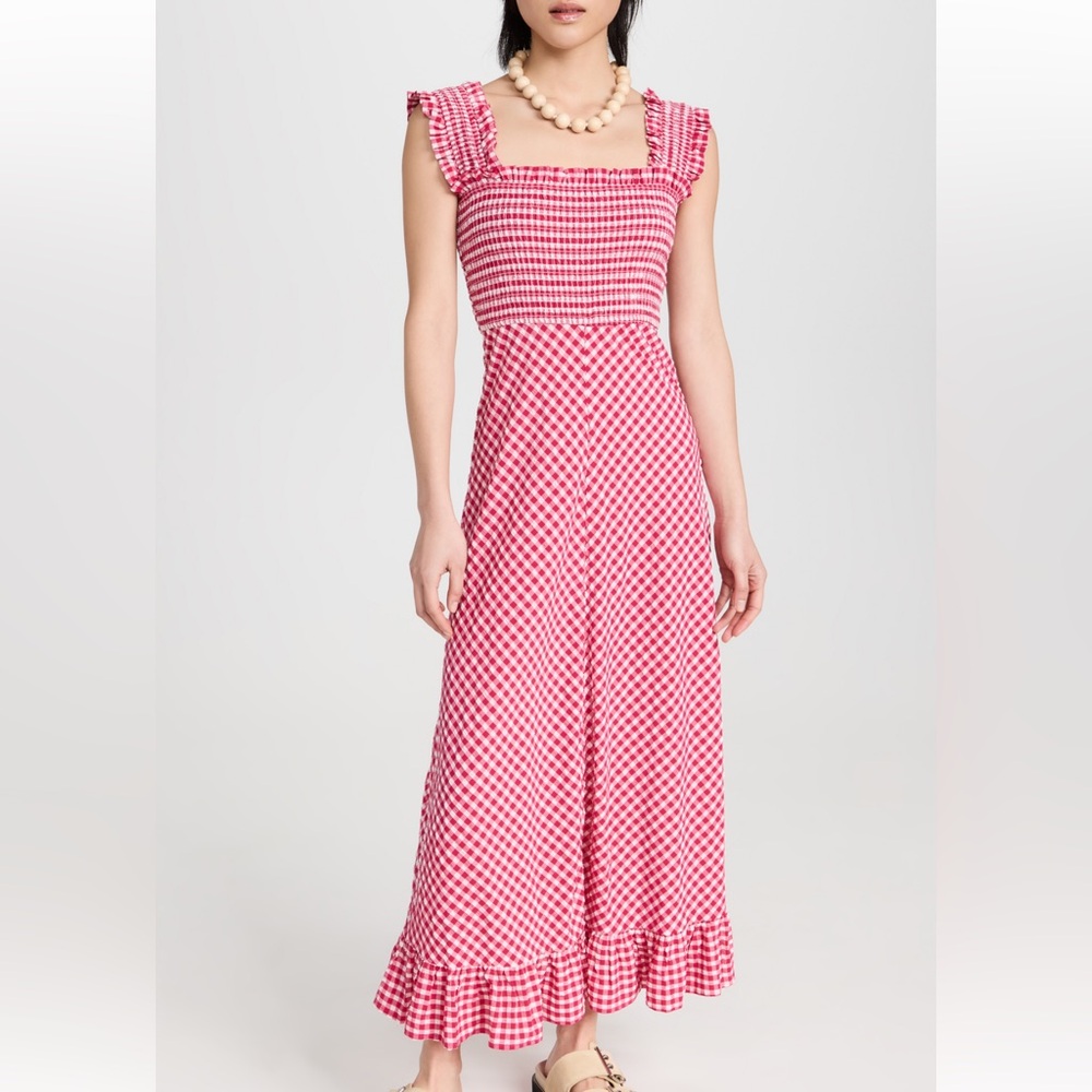 NWT GANNI Stretch Seersucker Maxi Smock Dress